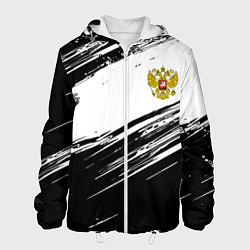 Куртка с капюшоном мужская Герб РФ спортивные краски, цвет: 3D-белый