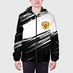 Куртка с капюшоном мужская Герб РФ спортивные краски, цвет: 3D-черный — фото 2