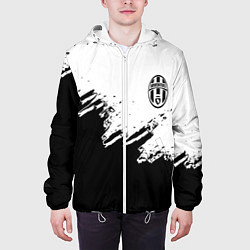 Куртка с капюшоном мужская Juventus black sport texture, цвет: 3D-белый — фото 2