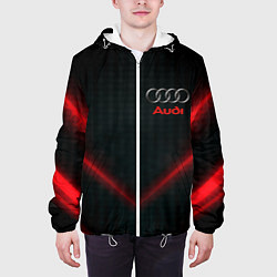 Куртка с капюшоном мужская Audi stripes neon, цвет: 3D-белый — фото 2