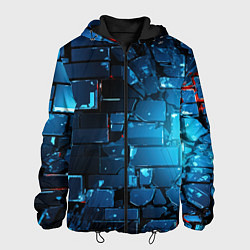 Куртка с капюшоном мужская Синие абстрактные плиты, цвет: 3D-черный