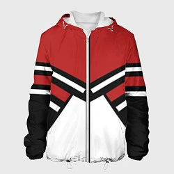 Куртка с капюшоном мужская Советский спорт с полосами, цвет: 3D-белый