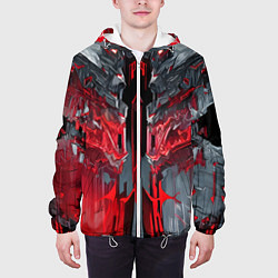 Куртка с капюшоном мужская Каменная адская броня красная, цвет: 3D-белый — фото 2