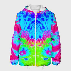 Куртка с капюшоном мужская Tie-Dye abstraction, цвет: 3D-белый