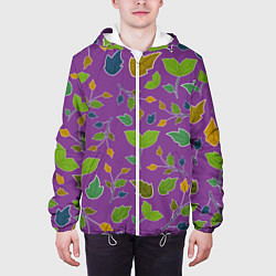 Куртка с капюшоном мужская Веточки и листья, цвет: 3D-белый — фото 2