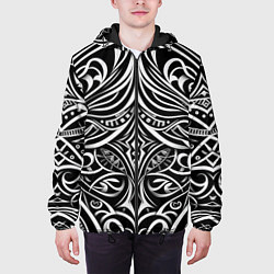 Куртка с капюшоном мужская Чёрно белые узоры, цвет: 3D-черный — фото 2