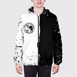 Куртка с капюшоном мужская Ведьмак лого черно белые, цвет: 3D-черный — фото 2
