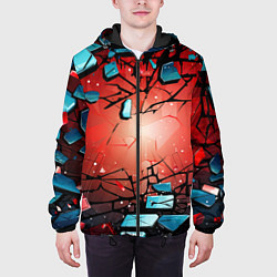 Куртка с капюшоном мужская Взрыв камне абстракция, цвет: 3D-черный — фото 2