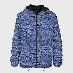 Куртка с капюшоном мужская Синий узор вязанного трикотажного полотна, цвет: 3D-черный