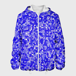 Куртка с капюшоном мужская Сине голубая мозаика, цвет: 3D-белый