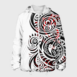 Куртка с капюшоном мужская Трайбл тату узоры, цвет: 3D-белый