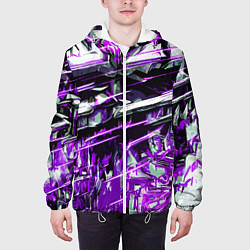 Куртка с капюшоном мужская Агрессивный металл и фиолетовые линии, цвет: 3D-белый — фото 2