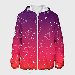 Куртка с капюшоном мужская Созвездия в розовом небе, цвет: 3D-белый