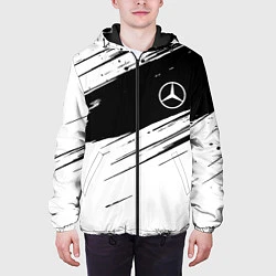 Куртка с капюшоном мужская Mercedes benz краски чернобелая геометрия, цвет: 3D-черный — фото 2