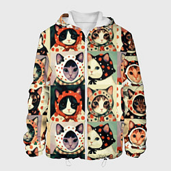 Куртка с капюшоном мужская Кот Алёнка - поп арт, цвет: 3D-белый
