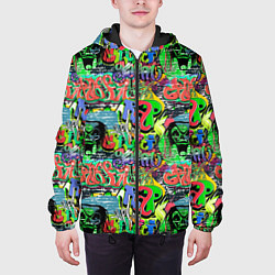Куртка с капюшоном мужская Graffiti rap, цвет: 3D-черный — фото 2