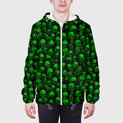 Куртка с капюшоном мужская Зеленые черепа, цвет: 3D-белый — фото 2