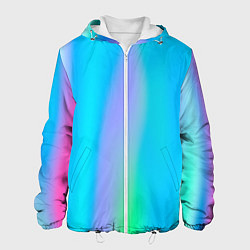Куртка с капюшоном мужская Неоновые голографические линии, цвет: 3D-белый