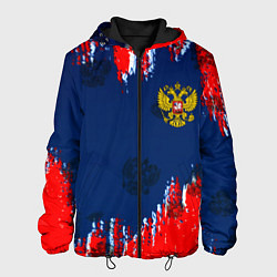 Куртка с капюшоном мужская Россия спорт краски текстура, цвет: 3D-черный