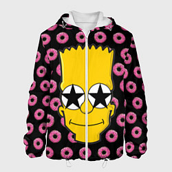 Куртка с капюшоном мужская Барт Симпсон на фоне пончиков, цвет: 3D-белый