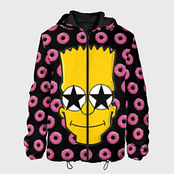 Куртка с капюшоном мужская Барт Симпсон на фоне пончиков, цвет: 3D-черный