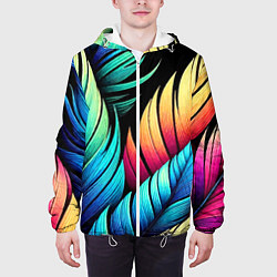 Куртка с капюшоном мужская Color feathers - neon, цвет: 3D-белый — фото 2