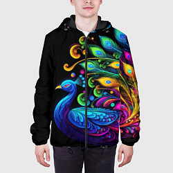 Куртка с капюшоном мужская Neon peacock - art, цвет: 3D-черный — фото 2