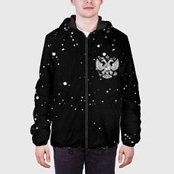 Куртка с капюшоном мужская Россия герб рф текстура, цвет: 3D-черный — фото 2
