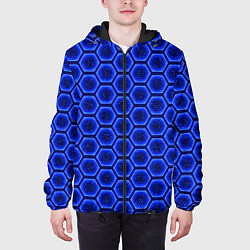 Куртка с капюшоном мужская Энергетический щит - синий, цвет: 3D-черный — фото 2