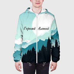 Куртка с капюшоном мужская Горный Алтай пейзаж, цвет: 3D-белый — фото 2