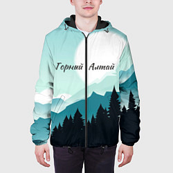 Куртка с капюшоном мужская Горный Алтай пейзаж, цвет: 3D-черный — фото 2