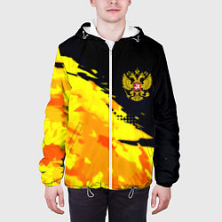 Куртка с капюшоном мужская Имперский герб россии краски, цвет: 3D-белый — фото 2