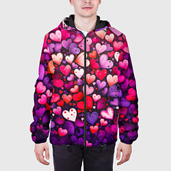 Куртка с капюшоном мужская Множество сердец, цвет: 3D-черный — фото 2