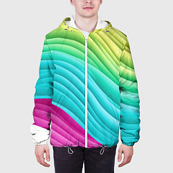 Куртка с капюшоном мужская Волнистая абстракция градиент, цвет: 3D-белый — фото 2