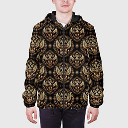 Куртка с капюшоном мужская Золотой герб России паттерн, цвет: 3D-черный — фото 2