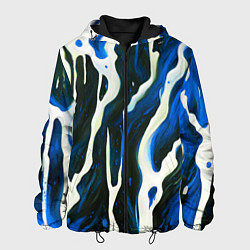 Куртка с капюшоном мужская Текучая краска белая и синяя, цвет: 3D-черный