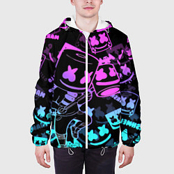 Куртка с капюшоном мужская Marshmello neon pattern, цвет: 3D-белый — фото 2