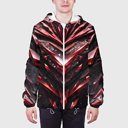 Куртка с капюшоном мужская Красные драгоценные кристаллы, цвет: 3D-белый — фото 2