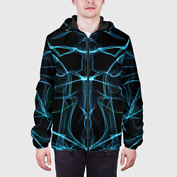 Куртка с капюшоном мужская Мягкие абстрактные симметричные линии, цвет: 3D-черный — фото 2