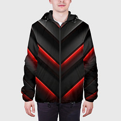 Куртка с капюшоном мужская Красное свечение на черном, цвет: 3D-черный — фото 2