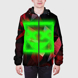 Куртка с капюшоном мужская Неоновый квадрат, цвет: 3D-черный — фото 2