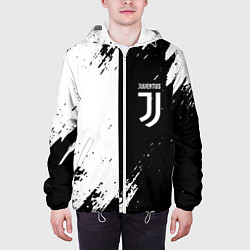Куртка с капюшоном мужская Juventus краски чёрнобелые, цвет: 3D-белый — фото 2