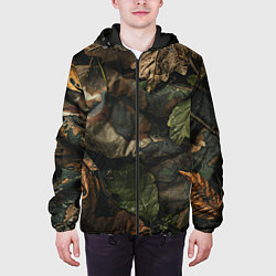 Куртка с капюшоном мужская Реалистичный охотничий камуфляж из ткани и листьев, цвет: 3D-черный — фото 2