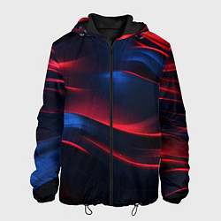 Куртка с капюшоном мужская Красно-синие полосы, цвет: 3D-черный