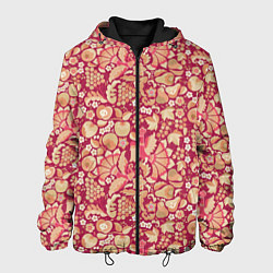 Куртка с капюшоном мужская Русский сад с птицами и плодами: паттерн, цвет: 3D-черный