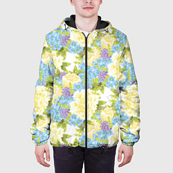 Куртка с капюшоном мужская Пышные цветы, цвет: 3D-черный — фото 2