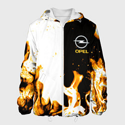 Куртка с капюшоном мужская Opel огонь текстура, цвет: 3D-белый