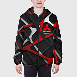 Куртка с капюшоном мужская Mitsubishi - texture, цвет: 3D-черный — фото 2