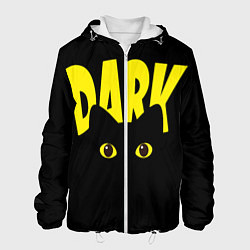 Куртка с капюшоном мужская Dark cat eyes - черный кот, цвет: 3D-белый