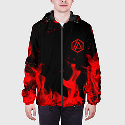 Куртка с капюшоном мужская Linkin Park красный огонь лого, цвет: 3D-черный — фото 2